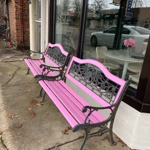 Pink benches