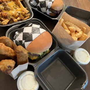 Double Cheeseburger-Bacon Cheeseburger-Chili Fries- Fried Pickles