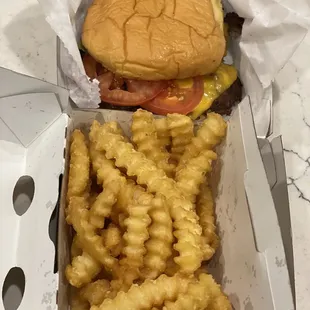 Shack burger with fries