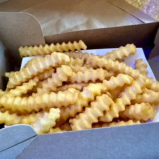 Crinkle cut fries!  Hot and fresh.