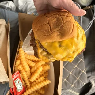 Cheeseburger and fries