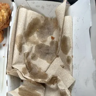 Grease from chicken bites
