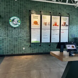 the counter and menus of the shake shack