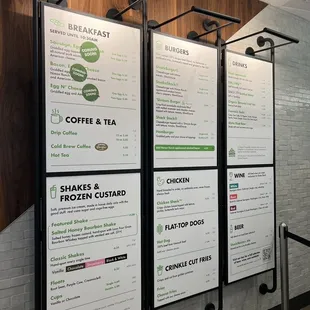 menus on the wall of the restaurant