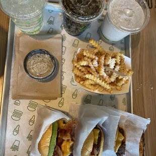 Oreo Shake, Plain Cheeseburgers, Parmesan Black Truffle Fries