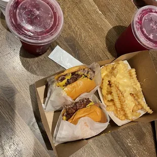 Dragonfruit Pomegranate Lemonade, Avocado Bacon Burger, ShackBurger, Cheese Fries