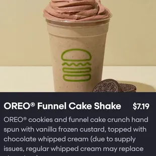 Menu pic of Oreo Funnel Cake Shake