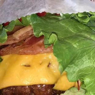 SmokeShack® Single or Double cheeseburger with Niman Ranch applewood-smoked bacon, chopped cherry peppers, ShackSauce. - LowCarb