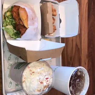 Chicken and shake.