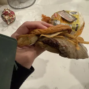 Unappetizing burger. Doesn't look anything like the burger advertised.