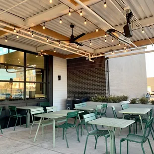 tables and chairs outside