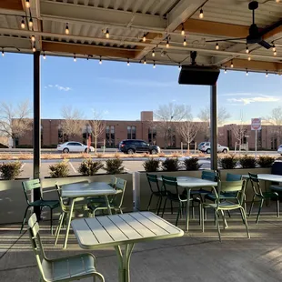 tables and chairs outside