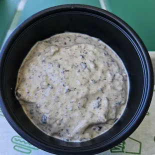 Black truffle dipping sauce for fries. Very potent but good.