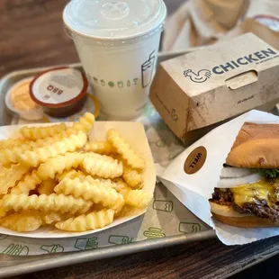 ShackBurger, Crinkle Cut Fries, and Chicken.