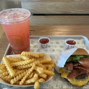 Double Shack Burger with bacon, avocado