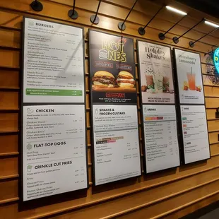 menus on the wall of shake shack