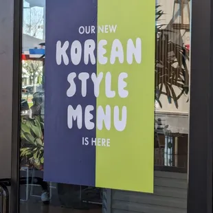New Korean Style Menu