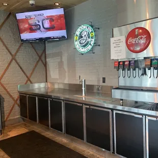stainless steel counter and tv