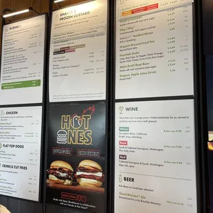 menus on the wall of shake shack