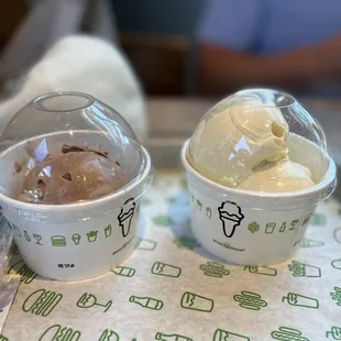 two cups of ice cream