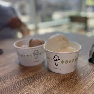 two cups of ice cream