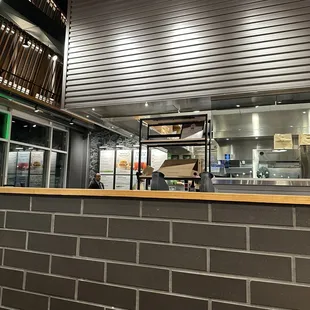 View of the area behind the wall - where food/shakes are prepared.
