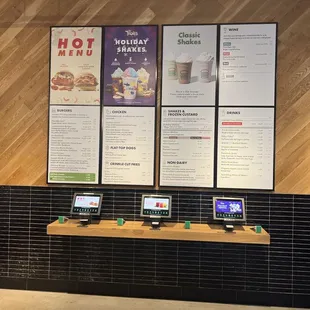 Menu and ordered tablets