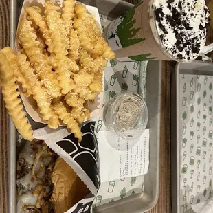 truffle fries, truffle burger, oreo shake