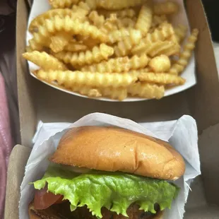 Mushroom burger and classic fries $14