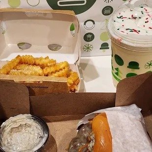 Black Truffle Burger,  Black Truffle Parmesan Fries, &amp; Christmas Cookie Shake