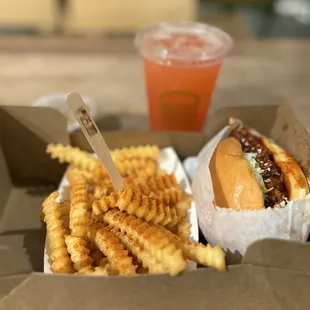 a hot dog and french fries
