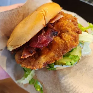 Fried Chicken Sandwich with Bacon