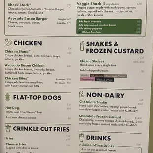 Shake Shack Westfield Menu