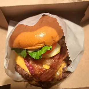 Shackburger with bacon