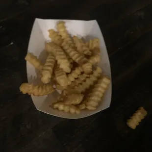 Fries served half full