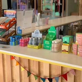 a variety of products on a counter