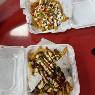 Brisket fries and Buffalo chicken fries.
