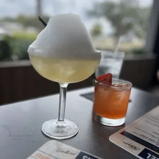 Margaritas with salty foam