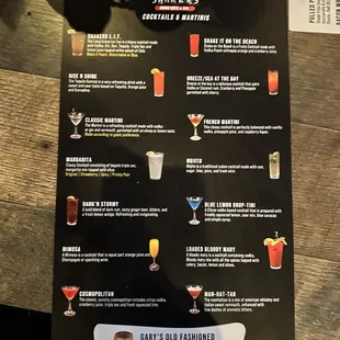 Drink menu