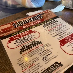 The menu.