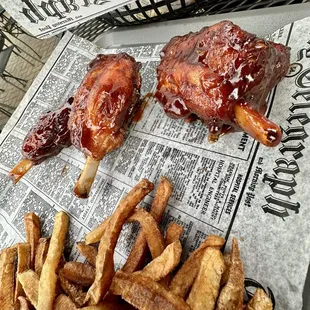 Pork wings and fries