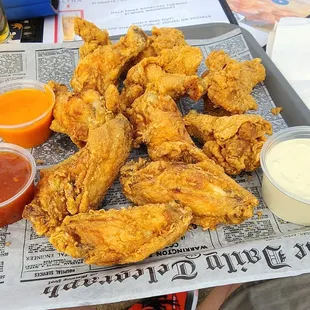 Wings with side OG Buffalo  and Peekant with some blue cheese dressing