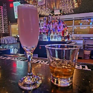 a shot of a drink on the bar