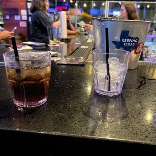 two drinks on a bar counter