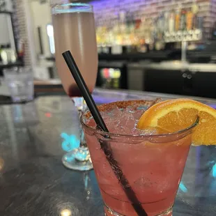 French Kiss and Blood Orange Margarita (uses Mezcal and Tequila)