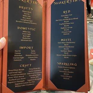 Drink menu