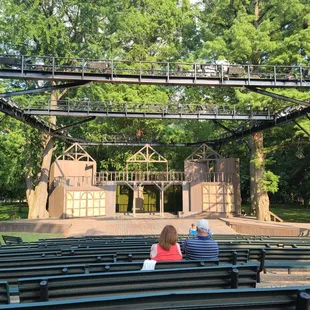 The stage is set for A Midsummer Night's Dream.  Shakespeare in the Park...a gorgeous evening to be out.