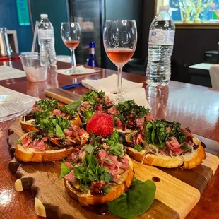 Mushroom and salami bruschetta