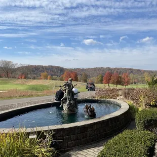 Outdoor patio area -- beautiful fountain. Also has fire pit and patio heaters
