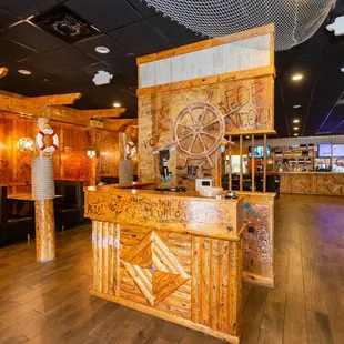 the bar and dining area